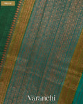 Bottle Green Hand Brushed Pure Raw Silk Handloom Saree — Pallu