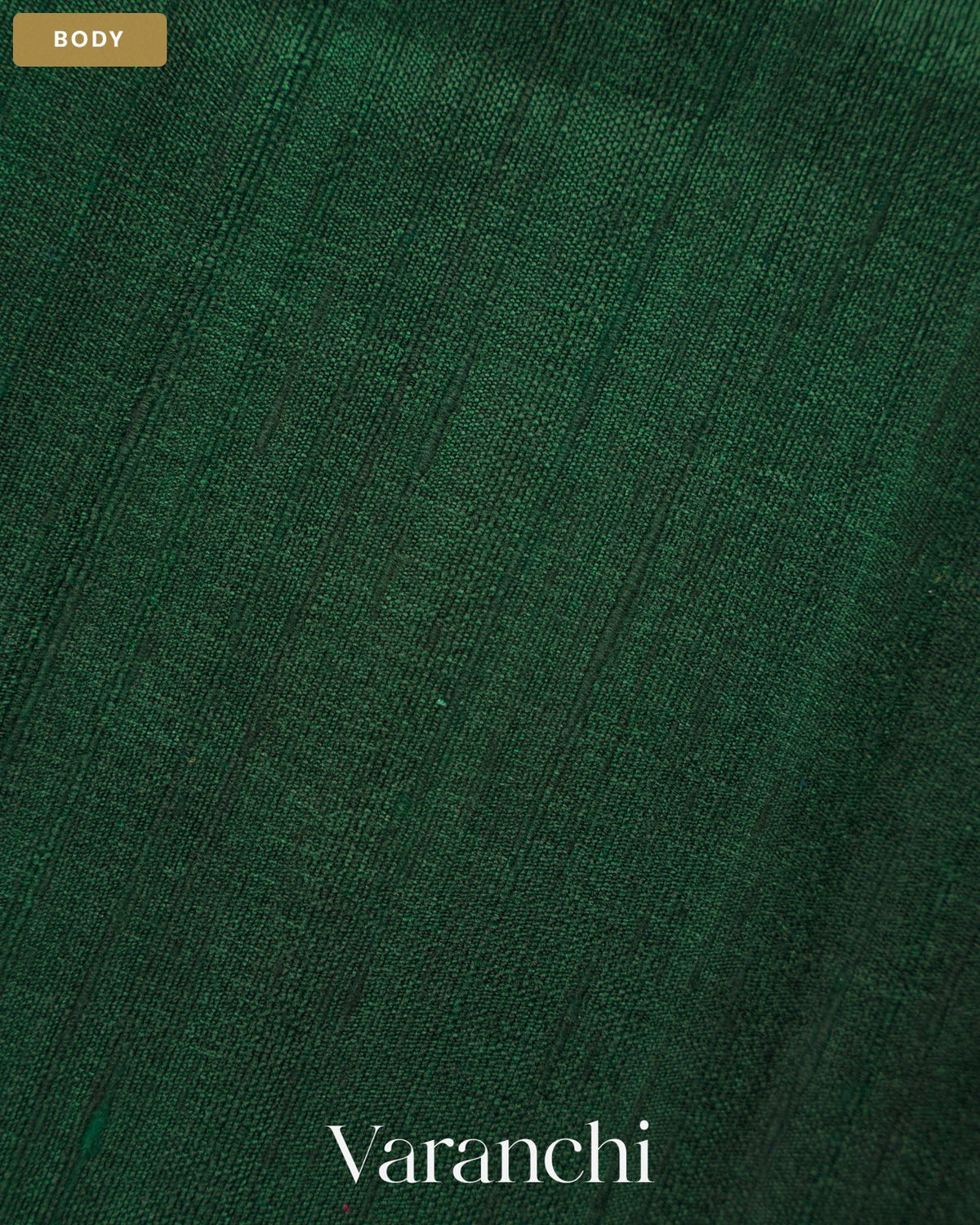 Bottle Green Hand Brushed Pure Raw Silk Handloom Saree — Body