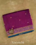 Burgundy Pure Raw Silk Handloom Saree — Folded
