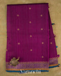 Burgundy Pure Raw Silk Handloom Saree — Full Saree
