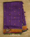 Deep Violet Pure Raw Silk Handloom Saree — Full Saree
