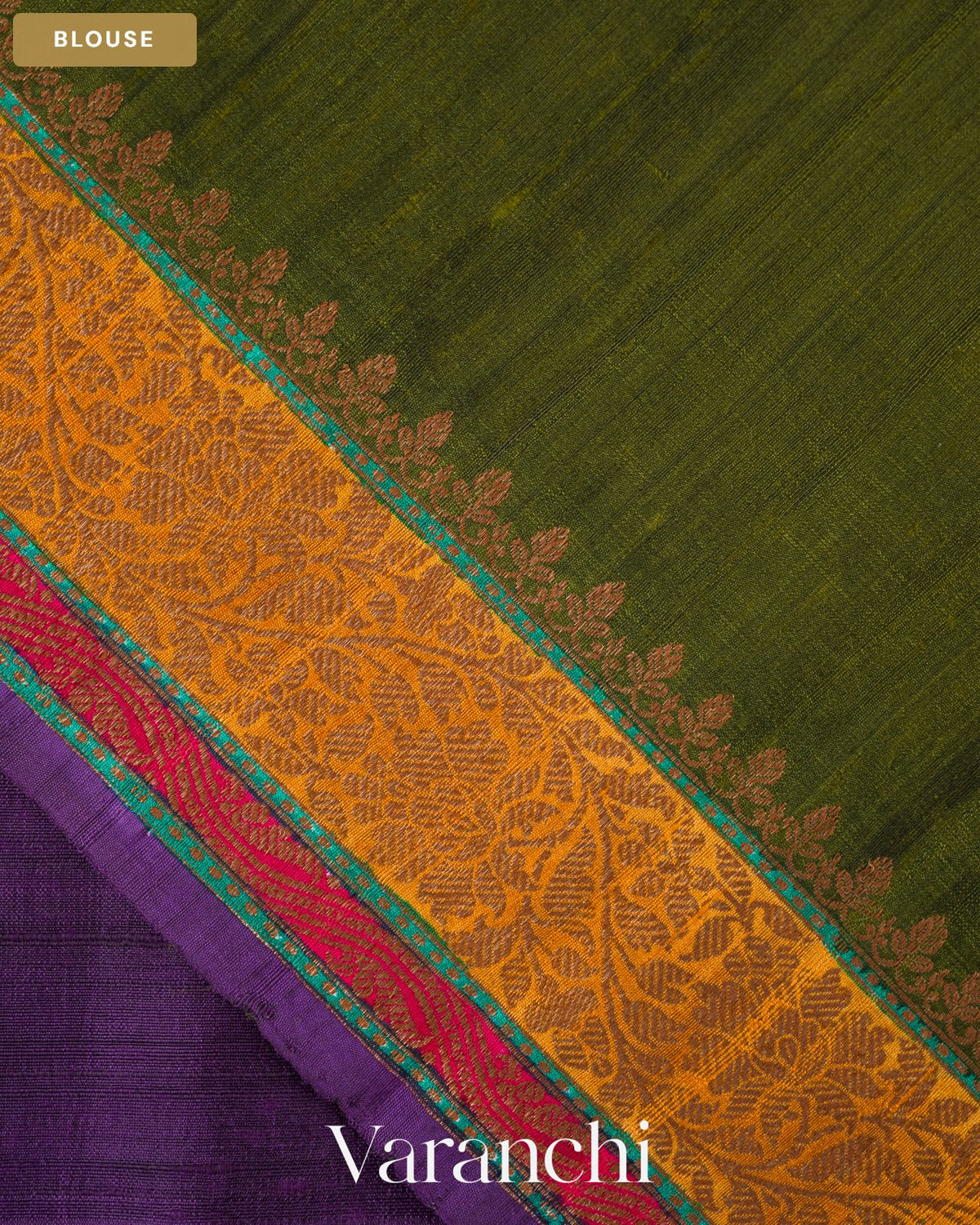 Deep Violet Pure Raw Silk Handloom Saree — Blouse