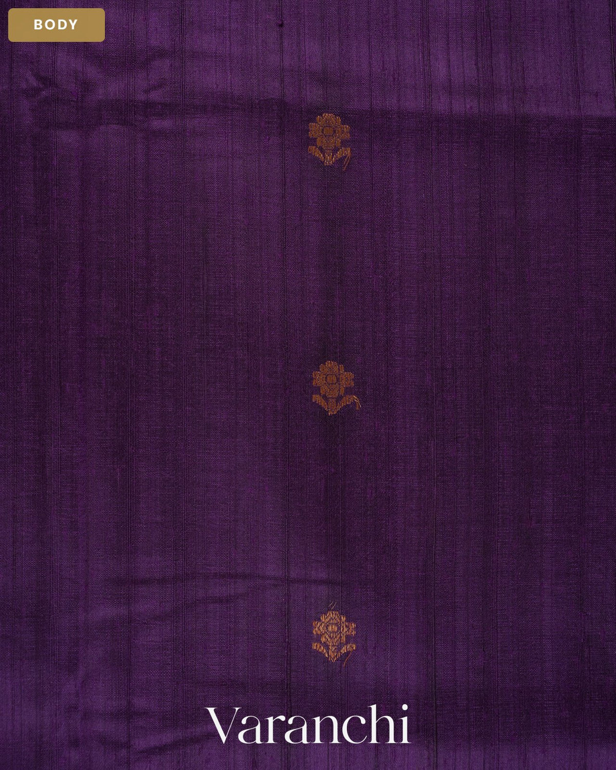 Deep Violet Pure Raw Silk Handloom Saree — Body