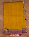 Mustard Yellow Pure Raw Silk Handloom Saree — Full Saree