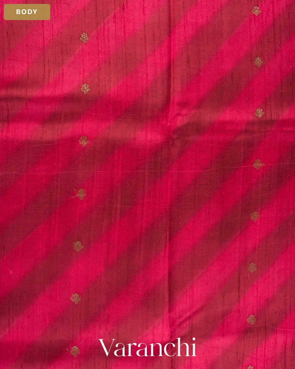 Magenta Lehariya Shibori Pure Raw Silk Handloom Saree — Body