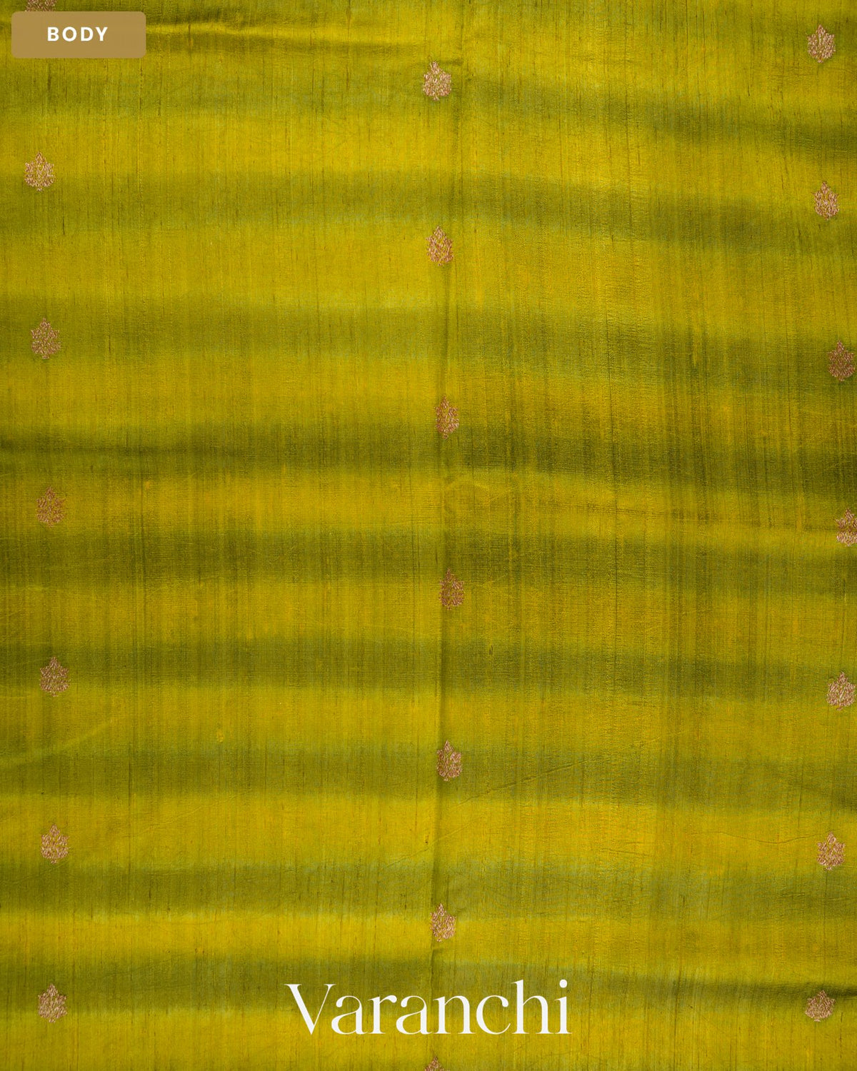 Olive Green Shibori Pure Raw Silk Handloom Saree — Body