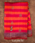 Orange Shibori Pure Raw Silk Handloom Saree — Full Saree
