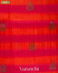 Orange Shibori Pure Raw Silk Handloom Saree — Body