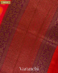 Orange Shibori Pure Raw Silk Handloom Saree — Pallu