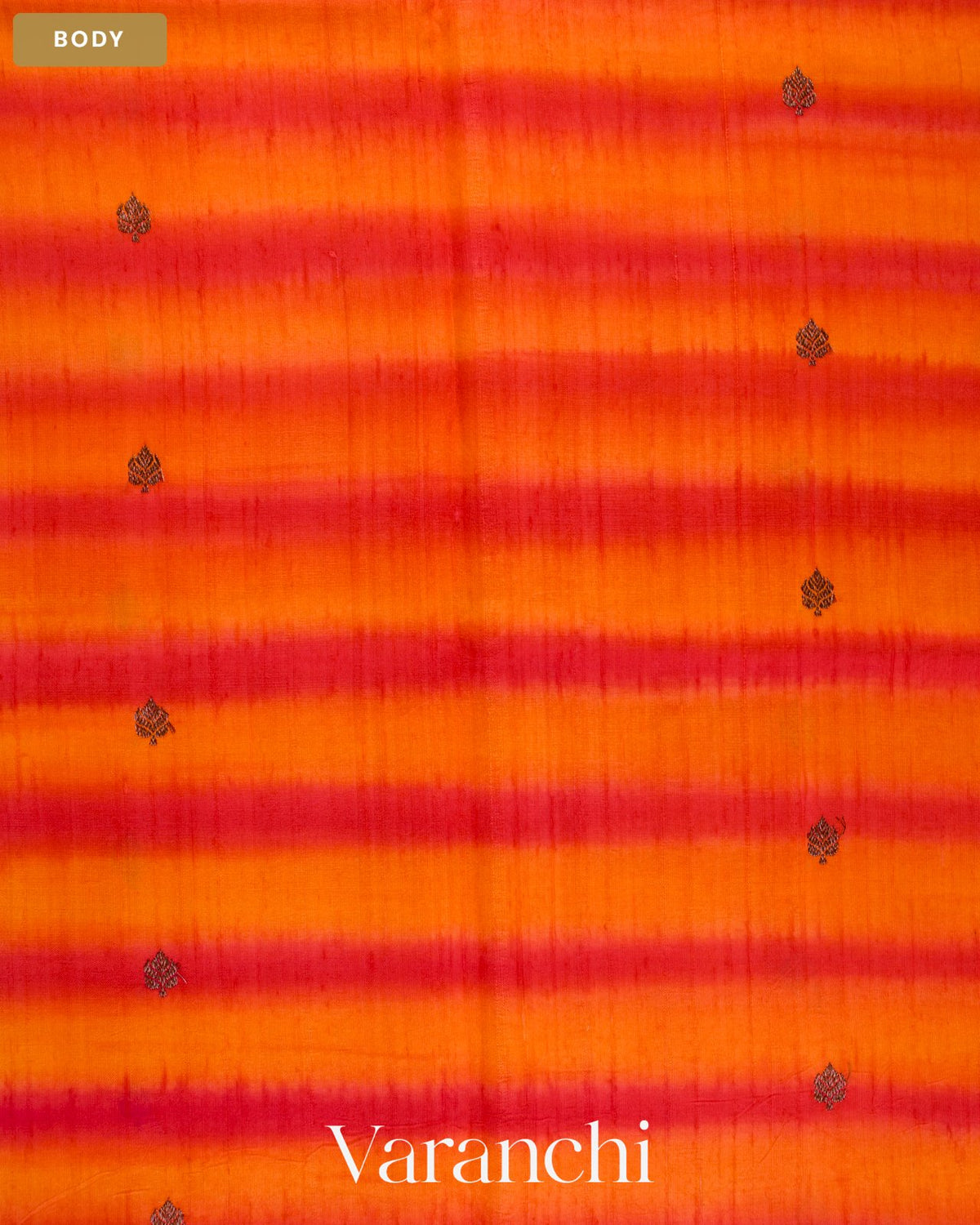 Orange Shibori Pure Raw Silk Handloom Saree — Body