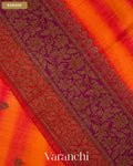Orange Shibori Pure Raw Silk Handloom Saree — Border