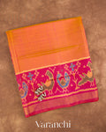 Marigold Orange Pure Rajkot Patola Silk Handloom Saree — Folded