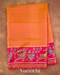 Marigold Orange Pure Rajkot Patola Silk Handloom Saree — Full Saree
