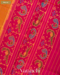 Marigold Orange Pure Rajkot Patola Silk Handloom Saree — Pallu