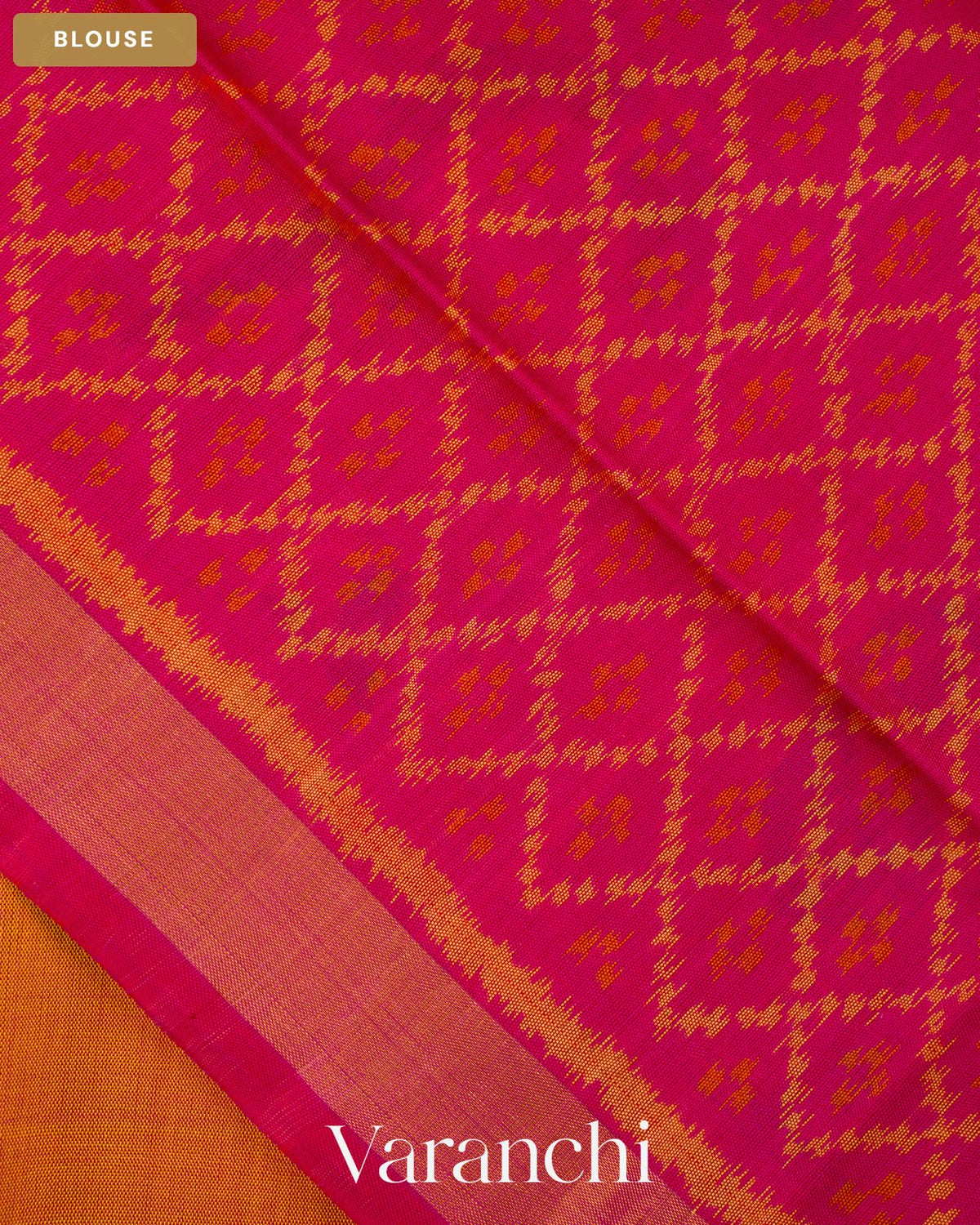 Marigold Orange Pure Rajkot Patola Silk Handloom Saree — Blouse