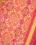 Marigold Orange Pure Rajkot Patola Silk Handloom Saree — Pallu