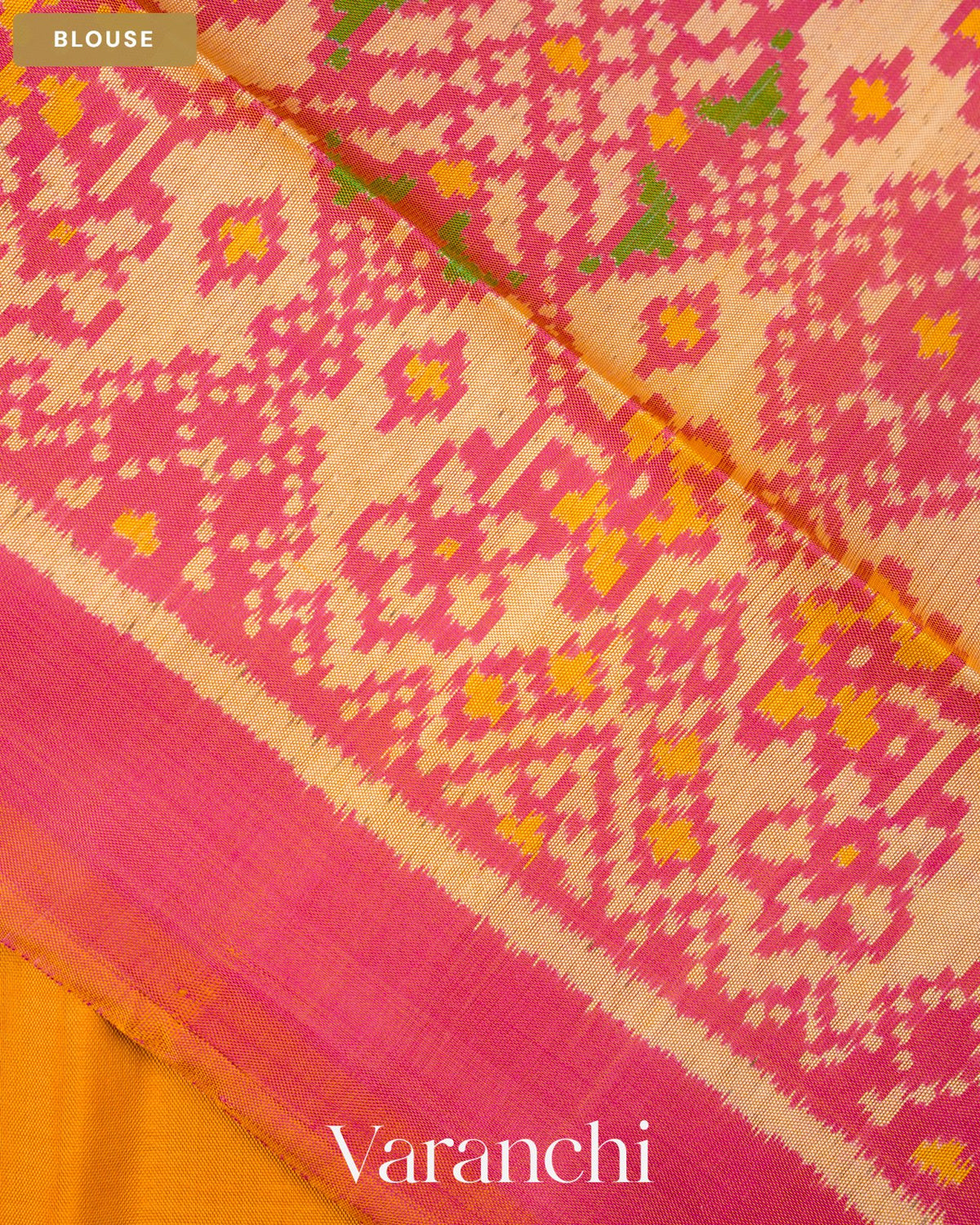 Marigold Orange Pure Rajkot Patola Silk Handloom Saree — Blouse