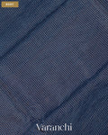 Navy Blue Checkered Pure Katan Silk Saree — Body