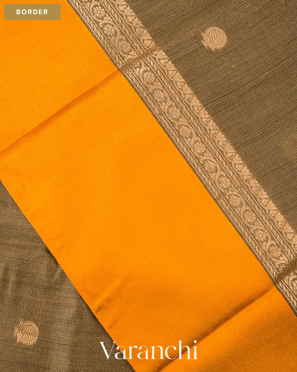 Brown Pure Tussar Silk Saree — Border