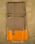 Brown Pure Tussar Silk Saree — Full Saree