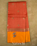 Rust Orange Pure Tussar Silk Saree — Full Saree