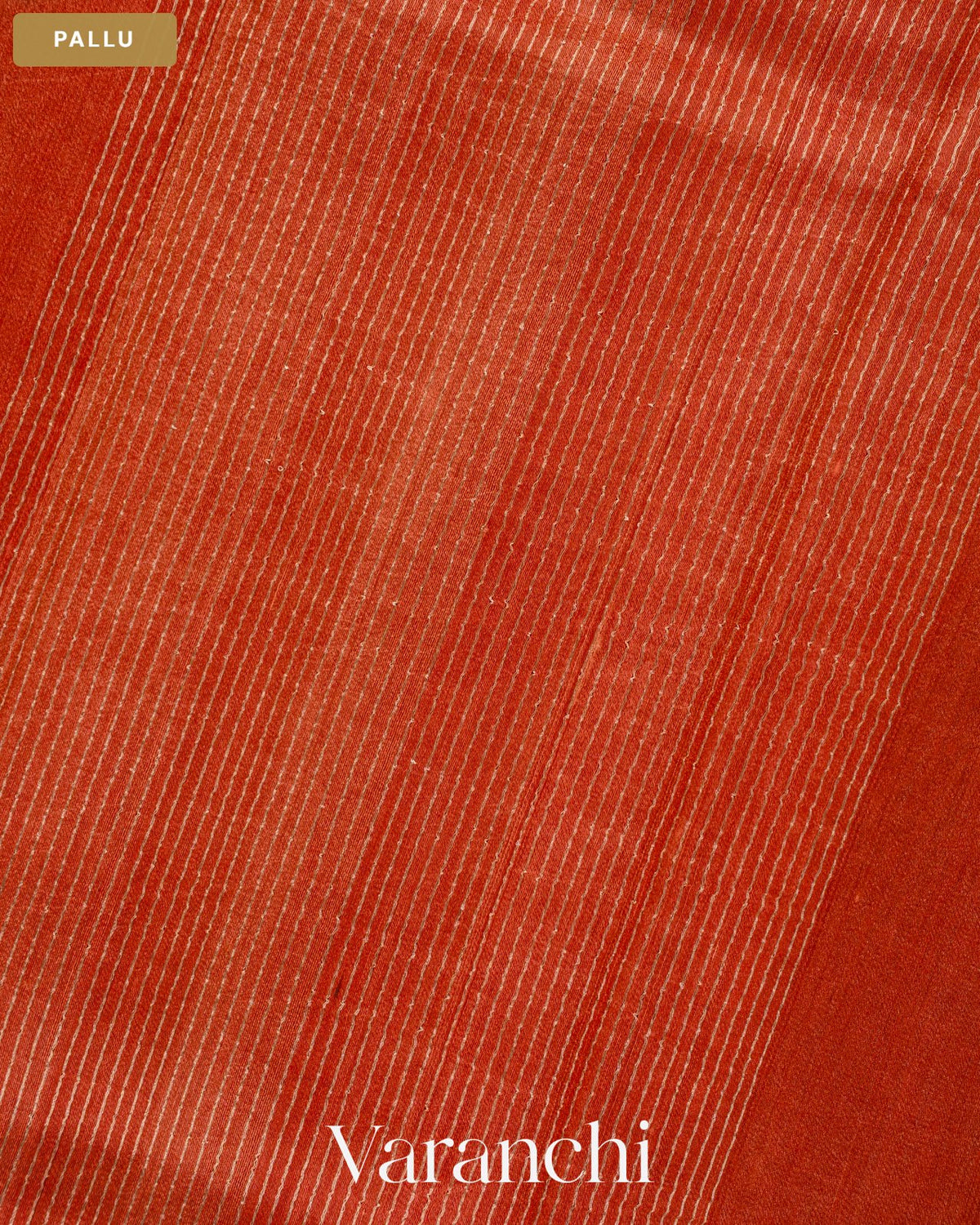 Rust Orange Pure Tussar Silk Saree — Pallu