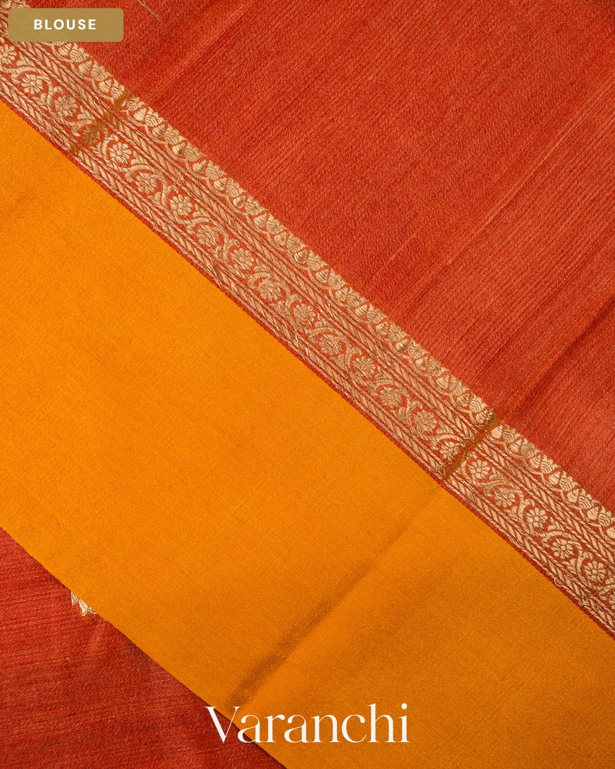 Rust Orange Pure Tussar Silk Saree — Blouse