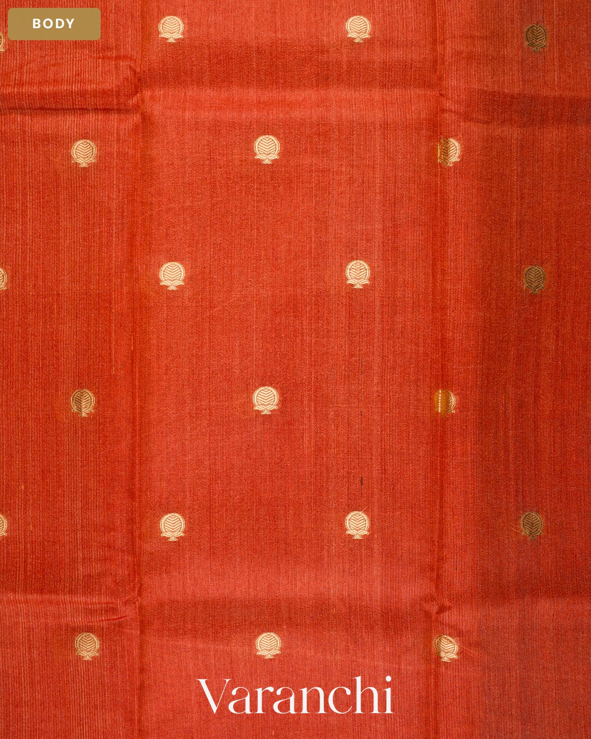 Rust Orange Pure Tussar Silk Saree — Body