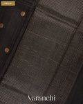 Black Pure Tussar Silk Saree — Pallu