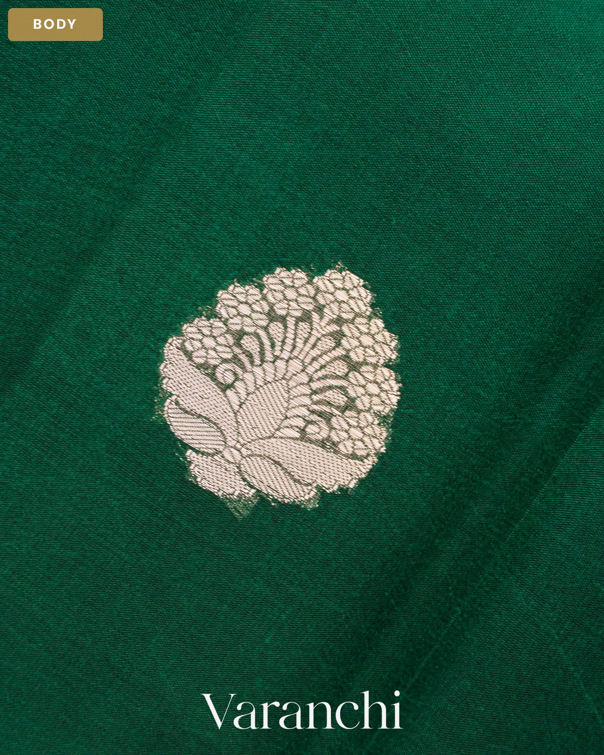 Bottle Green Pure Poona Silk Saree — Body