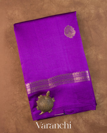 Purple Pure Poona Silk Saree — Folded