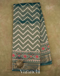 Teal Blue Patola Printed Pure Silk Cotton Tissue Saree — Full Saree