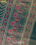 Teal Blue Patola Printed Pure Silk Cotton Tissue Saree — Pallu