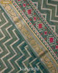 Teal Blue Patola Printed Pure Silk Cotton Tissue Saree — Border