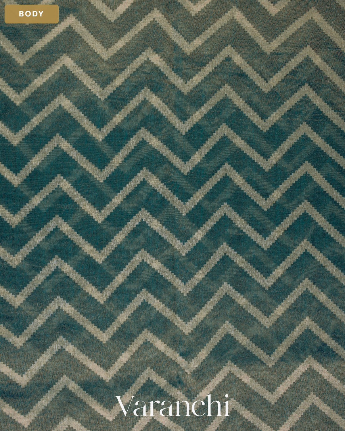 Teal Blue Patola Printed Pure Silk Cotton Tissue Saree — Body