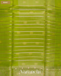 Parrot Green Tissue Pure Kora Silk Saree — Body