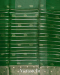 Bottle Green Tissue Pure Kora Silk Saree — Pallu