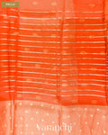Sunset Orange Tissue Pure Kora Silk Saree — Pallu