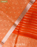 Sunset Orange Tissue Pure Kora Silk Saree — Border