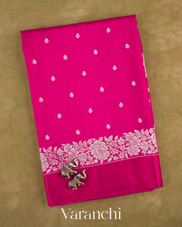 Magenta Pure Katan Silk Handloom Saree — Folded
