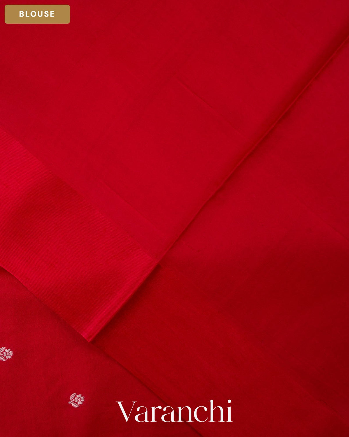 Tulip Red Pure Katan Silk Handloom Saree — Blouse