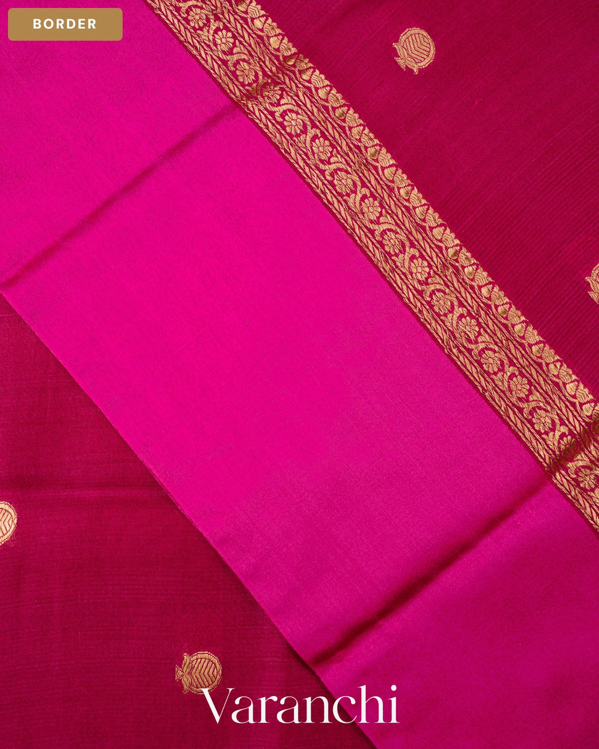 Deep Magenta Pure Tussar Silk Saree — Border