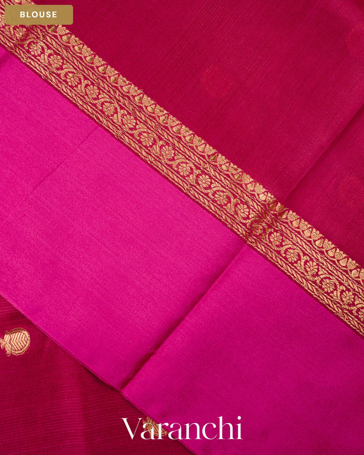 Deep Magenta Pure Tussar Silk Saree — Blouse