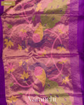 Purple Jamdani Paithani Pallu Pure Muslin Silk Handloom Saree — Pallu