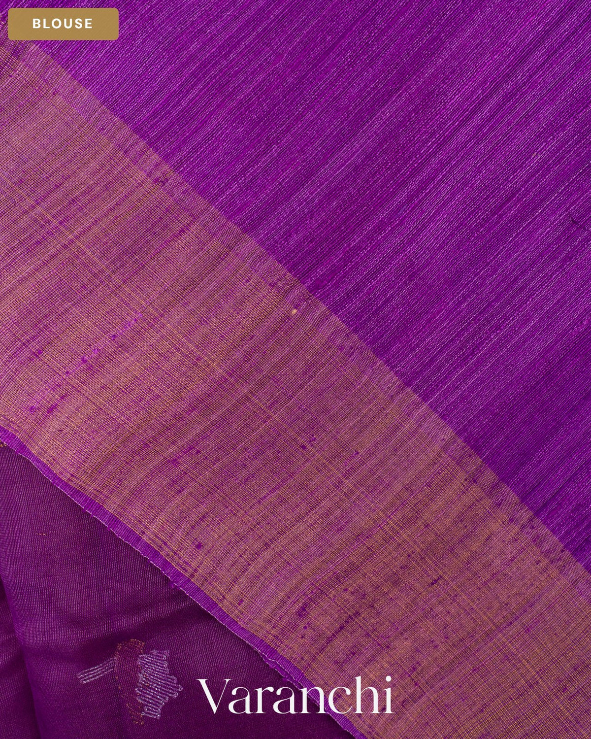 Purple Jamdani Paithani Pallu Pure Muslin Silk Handloom Saree — Blouse
