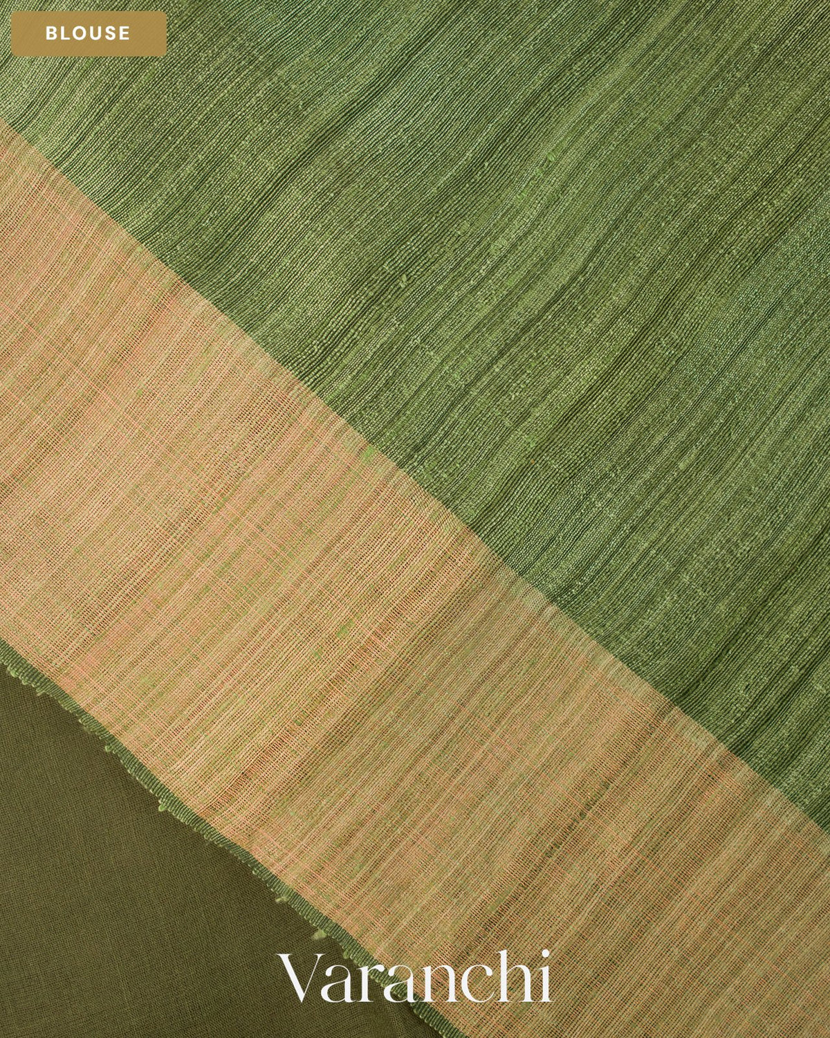 Mehendi Green Jamdani Paithani Pallu Pure Muslin Silk Handloom Saree — Blouse