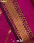 Deep Magenta Striped Pure Maheshwari Silk Cotton Handloom Saree — Border