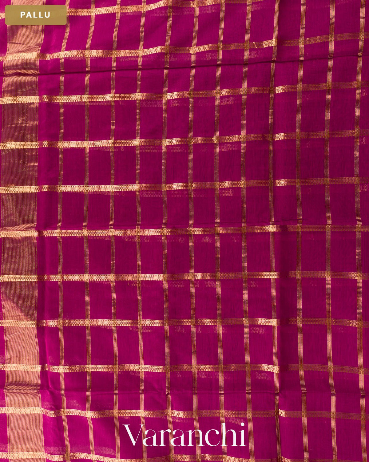 Deep Magenta Striped Pure Maheshwari Silk Cotton Handloom Saree — Pallu