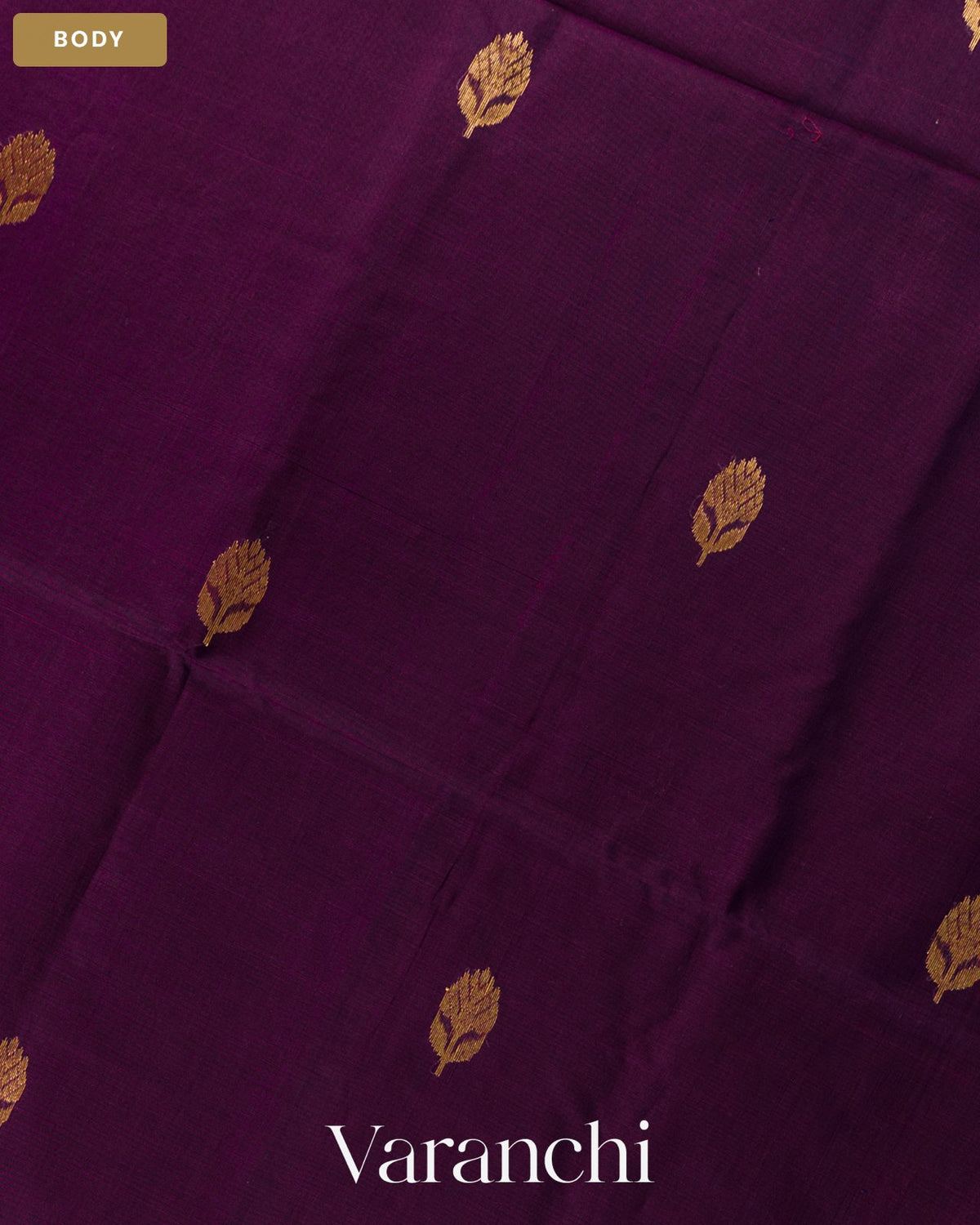 Deep Wine Pure Maheshwari Silk Cotton Handloom Saree — Body