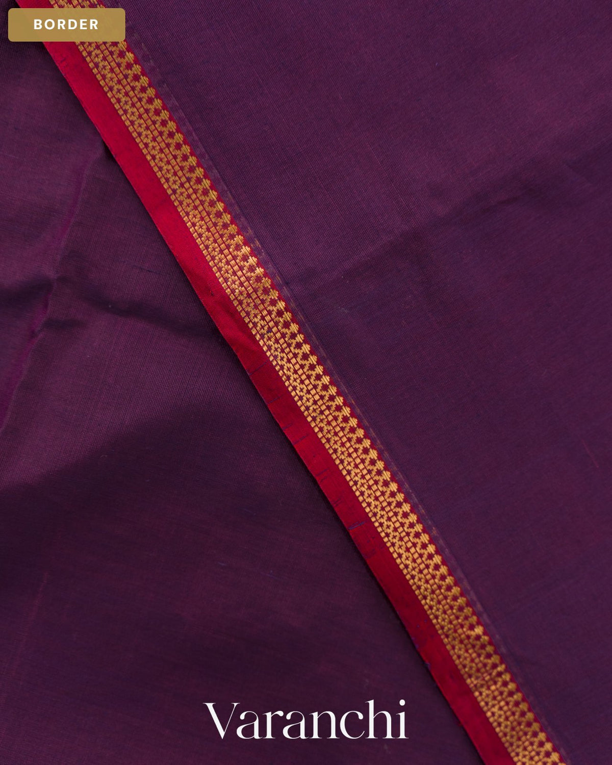 Deep Wine Pure Maheshwari Silk Cotton Handloom Saree — Border